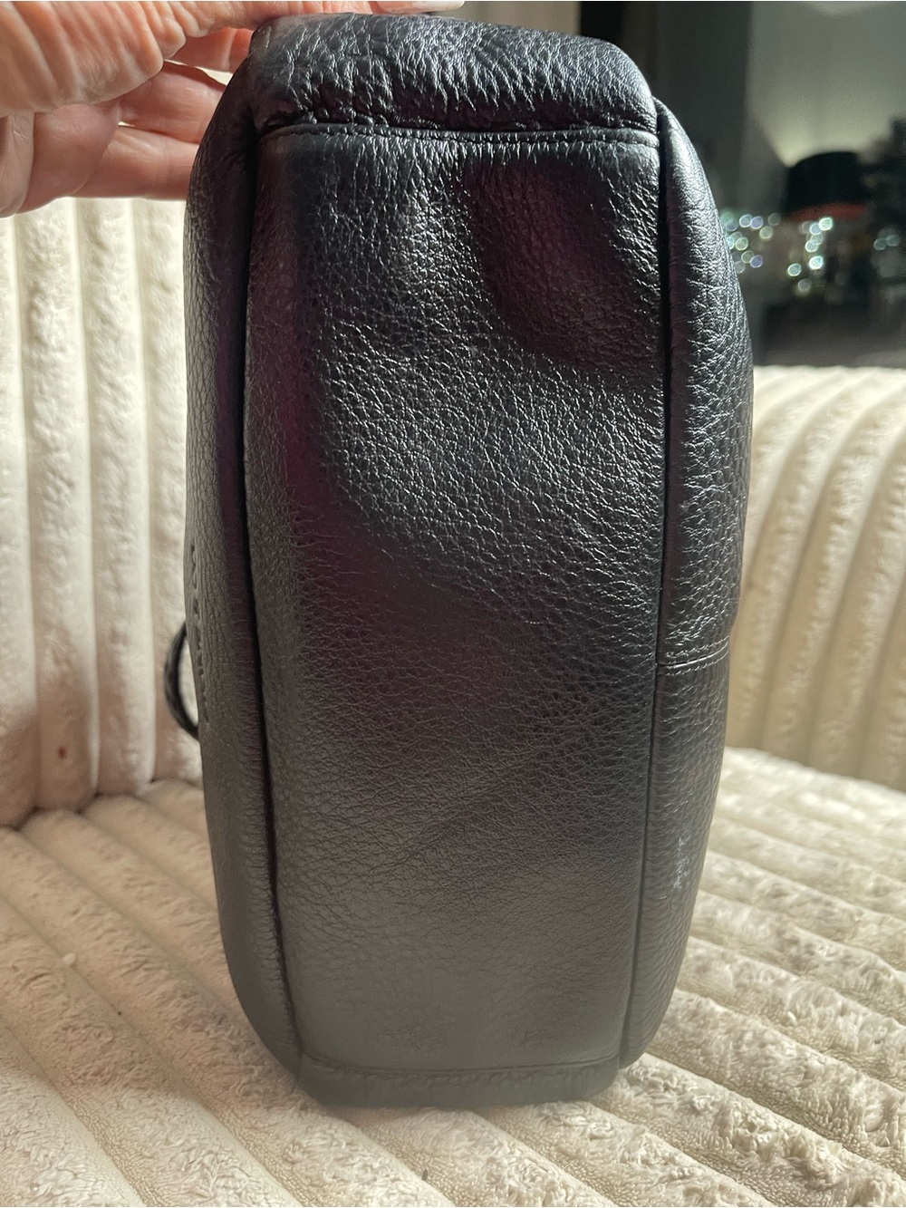 Stone & Co. Black Pebble Leather Shoulder Bag Hand Stitched Tote - Picture 5 of 9